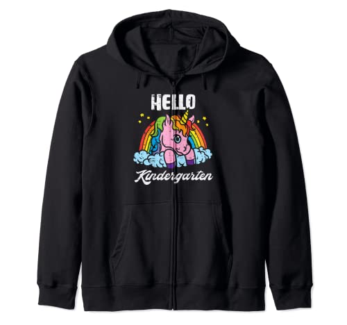 Unicorn Hello Kindergarten Lindo primer día de niñas niños Sudadera con Capucha
