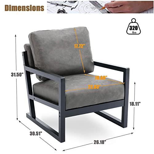 Altrobene Mid Century Modern Accent Chair, Lounge Chair For Linving Room, Retro Armchair, Wood Frame, Removable Cushion, Dark Grey #TOP1