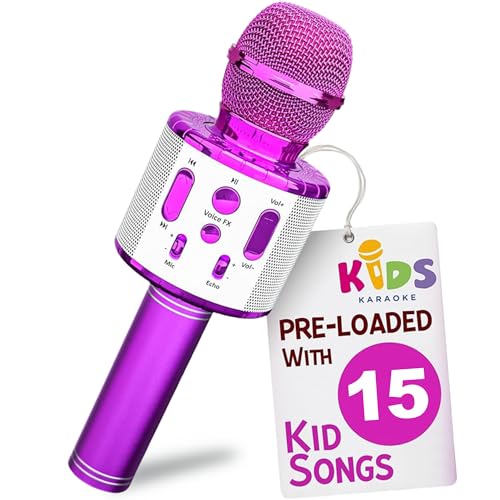 Move2Play, Kids Karaoke Microphone | Includes Pre-Loaded Songs & Bluetooth | Kids Birthday Party Gift | Toy for All Ages 2, 3, 4, 5, 6+ Year Old Girls, Boys & Toddlers