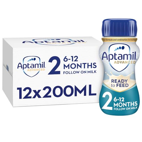 Aptamil Advanced 2 Follow On Baby Milk Ready to Use Liquid Formula 6-12 Months 200 ml (Pack of 12 Bottles)