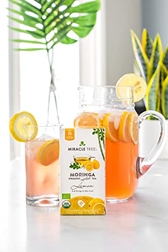 Miracle Tree - Organic Moringa Superfood Tea, 25 Individually Sealed Tea Bags, Lemon (Keto, Detox, Energy & Immunity Booster, Vegan, Gluten-Free, Organic, Non-Gmo, Caffeine-Free) #TOP5