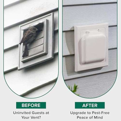 Image of NO-PEST VENT Dual Door Dryer Vent Cover 4 Inch Outdoor, Made in USA, Highest UV-Resistant Plastic, No Lint-Collecting Screen (Light Grey, 4 inch Plastic Vent With Collar)