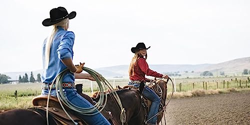 Women Men Western-Cowboy-Cowgirl-Hat Outdoor Faux Felt Wide Brim Western-Belt-Buckle Panama Fedora Hat(M)