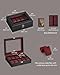 SONGMICS Watch Box, 10-Slot Watch Case Organizer with Large Glass Lid, Removable Pillows, Valentine's Day Gifts, Black Synthetic Leather, Wine Red Lining UJWB010R01