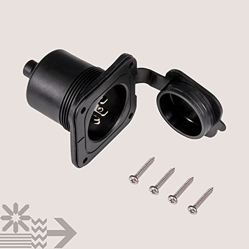 True Mods 15A Flanged Inlet Shore Power Supply Receptacle Plug for RV Camper Boat Trailer [NEMA 5-15 125V] [Low-Profile] [Waterproof] [For 3/14AWG Power Wires] [ETL Approved] [UV Resistant]