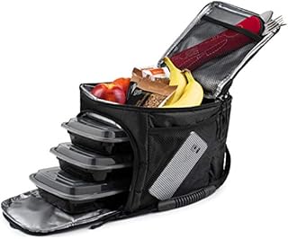 Rockland Guard - Insulated Meal Prep Bag Cooler - Portable Hot or Cold Lunch Box for Meal Management at Work, Gym or Travel. (Black)