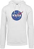Mister Tee Herren Hoody Nasa Logo Kapuzenpullover, White, XL