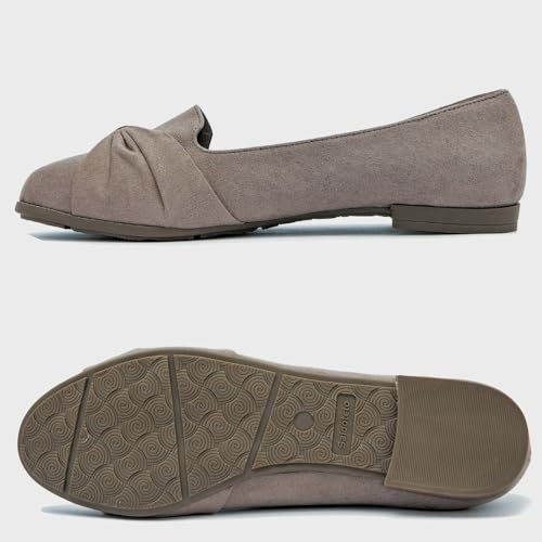 Saidoteto Women's Ballet Flats, Comfortable Round Toe Slip On Flat Shoes Classic Suede Office Dress Shoes for Work4