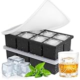 ZCGOINGTECH 2 Moldes y Bandejas de Silicona para Hielo,8 Cavidade Moldes para Paletas Heladas con Tapa,Molde de Hielo...