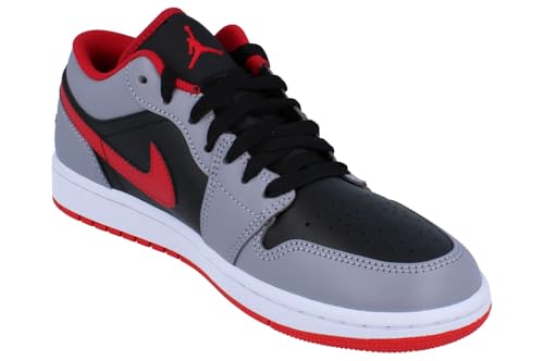 Image of AIR Jordan 1 Low-Black /FIRE RED-Cement GREY-WHITE-553558-060-7.5UK