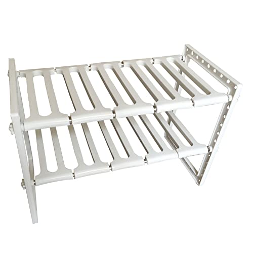 Estante extensible de 2 niveles para debajo del fregadero, estante de cocina, organizador multiusos para despensa, baño, estante de almacenamiento