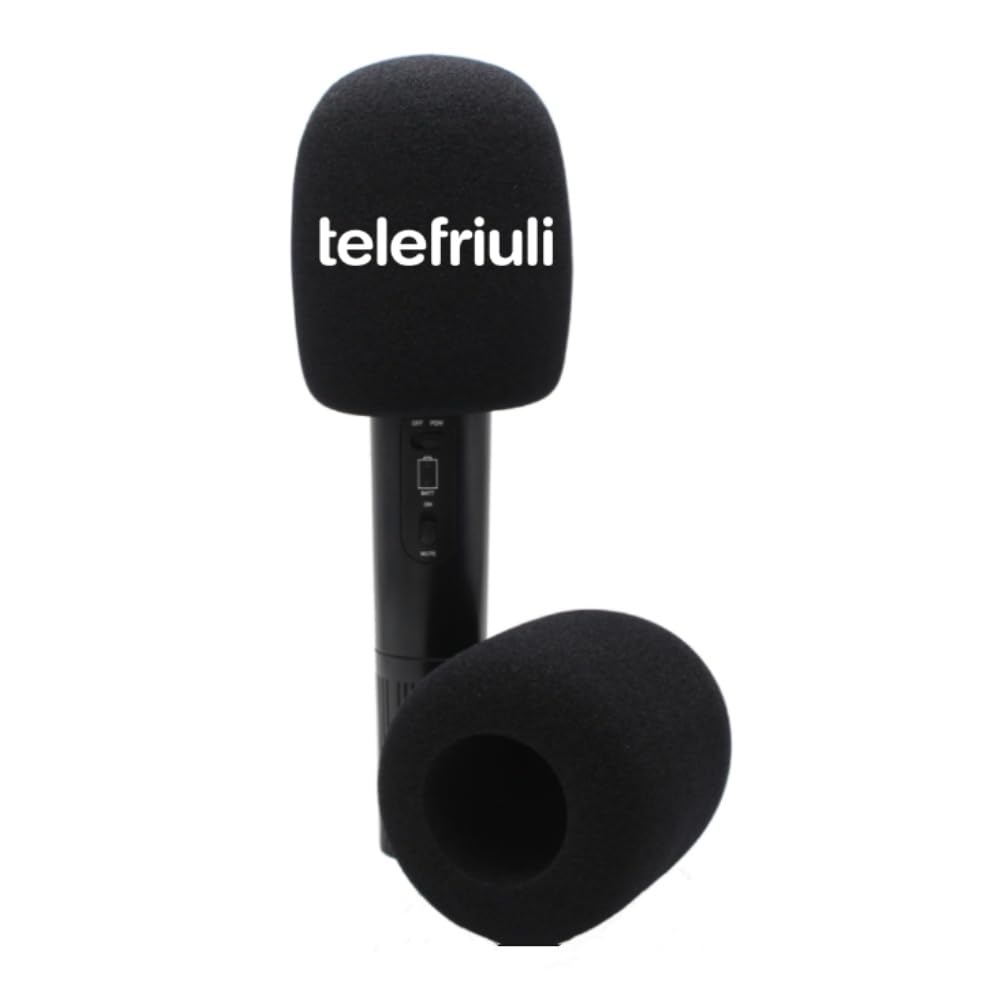 Confezione da 2 protezioni antivento per microfoni personalizzate, con logo personalizzato per microfono a mano, copertura in schiuma, con logo stampato per interviste TV, trasmissioni, stazioni radio