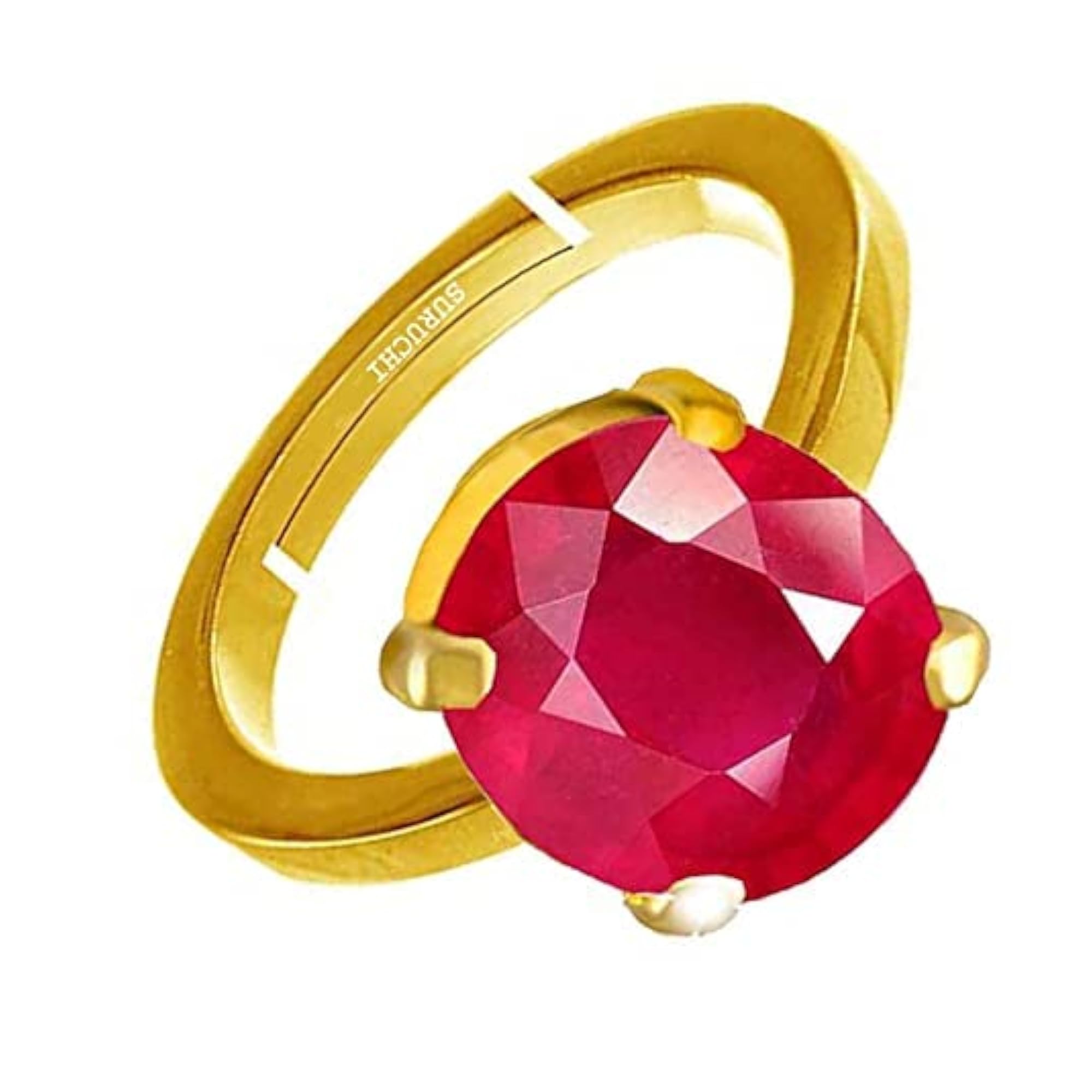 Ruby/Manik 9.25 Ratti Gold Plated Adjustable Ring