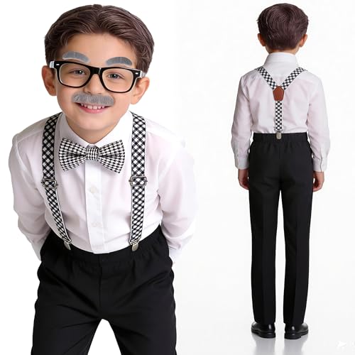 Image of Kids Old Man Costume 100 Days of School Grandpa Costume for Boy 1920s Old Man Cos