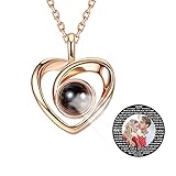 Jewenova 925 Sterling Silver Custom Photo Projective Necklace, I Love You Necklace 100 Languages...