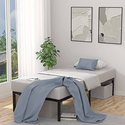 Meberam 18 Inch Twin Size Metal Platform Bed Frame Heavy Duty Mattress Foundation Support No Box Spring Need, Black #TOP2