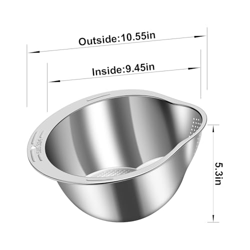 Image of KesaPlan Rice Washer Strainer Bowl, 4-in-1 Quinoa Washer Bowl Stainless Steel Rice Rinser Strainer Sink Colanders With Side Drainers for Cleaning Fruits, Vegetables, and Beans, Versatile Kitchen Tool