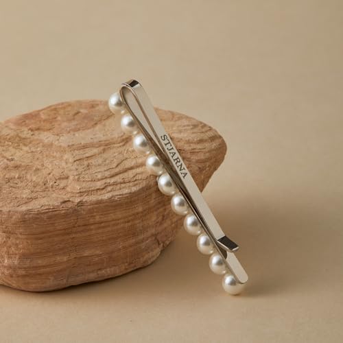 STJARNA Shell Pearl Tie Clip 6mm White Pearl 2.4inch Stainless Steel Tie Bar Wedding Handmade Jewelry ZZ-Y64