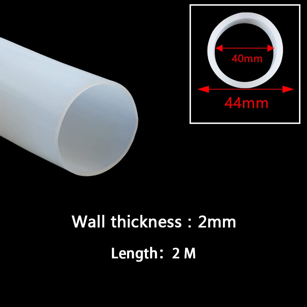 Tubo de silicona, tubo de silicona, manguera translúcida de 2 m de longitud for tubo de plástico for acuario, tubo de agua flexible, ID 40 mm x OD 44 mm, 40 * 44 mm (Size : 40 * 44mm)