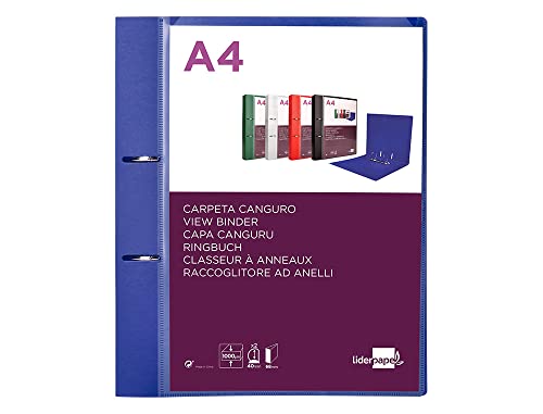 Liderpapel Canguro Binder 2 Rings 40 mm Mixed Polypropylene DIN A4 Transparent Blue