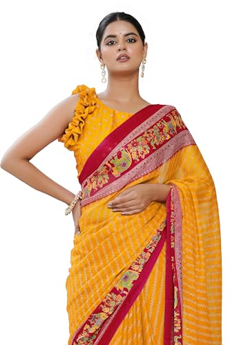Image of MIRCHI FASHION Saree for Woman | Chiffon Floral Printed Breathable Occasional Sari with Blouse