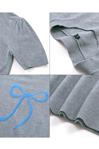 Image of Arach&Cloz Women's Short Sleeve Crew Neck Sweaters Trendy Teacher Work Tops | Lightweight&Breathable Fabric, Texture Knit Design, Relaxed Fit, Business Casual Outfits, Teacher Work Tops Fall 2026