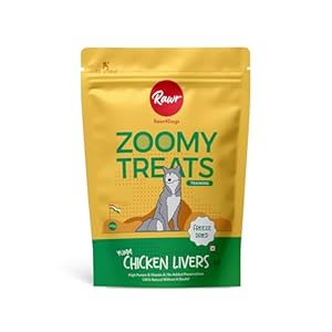 Rawr4dogs | Zoomy Dog Treats | Freeze-Dried Chicken Livers | Preservative Free | Training Treats for Dogs | 60gms Brown
