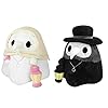 cutefly Fluffy Plague Doctor Plush Toy, Glow In Dark 20cm Stuffed Crow Doll, Best Gifts for Doctor Nurse and Kids (B and W)