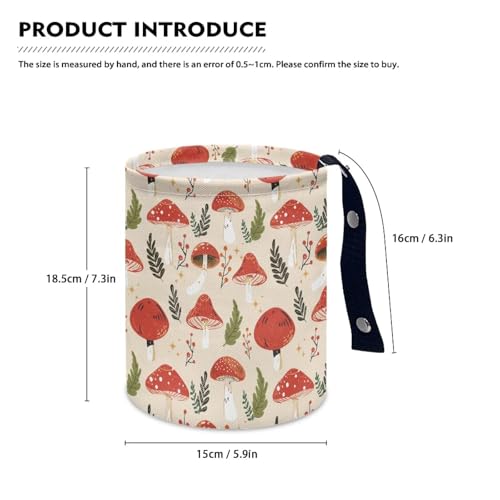 Image of Red Cute Mushroom Trash Can for Car Garbage Can for Back Seat Leak Proof with Adjustable Buttons Cars Accessories for Women Interior