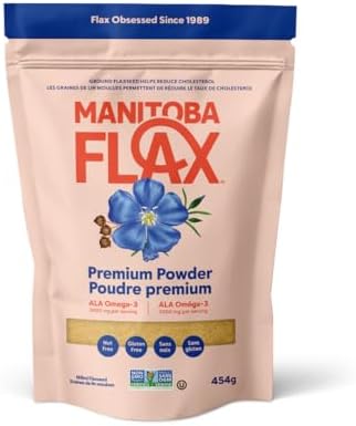 Premium Flaxseed Powder (NEW LOOK!) | Manitoba Flax by Manitoba Milling Co.| 454g | 3000 mg Omega-3, Fiber, Plant Protein | Vegan, Non-GMO, Gluten Free | Use in smoothies, oatmeal, yogurt, baked goods, dressings and sauces, and more