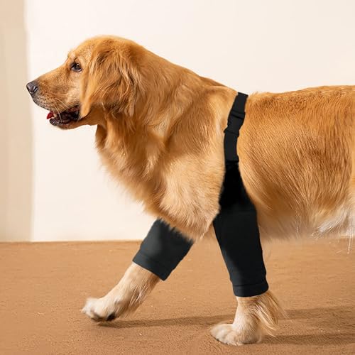 Image of ROZKITCH Dog Surgery Leg Sleeve for Front Legs, Pet Prevent Licking Wound Elbow Knee Protector, Dog Leg Sleeve to Stop Licking Cone Collar Alternative for Sprain ACL CCL Arthritis Black XL