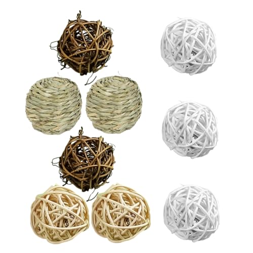 PRETYZOOM 9 Piezas Bolas De Ratán Tejidas Mano Estilo Mixto para Decoración De Jardín Bolas De Ratán Decorativas Hogar Acentos Decorativos para Sala De Estar