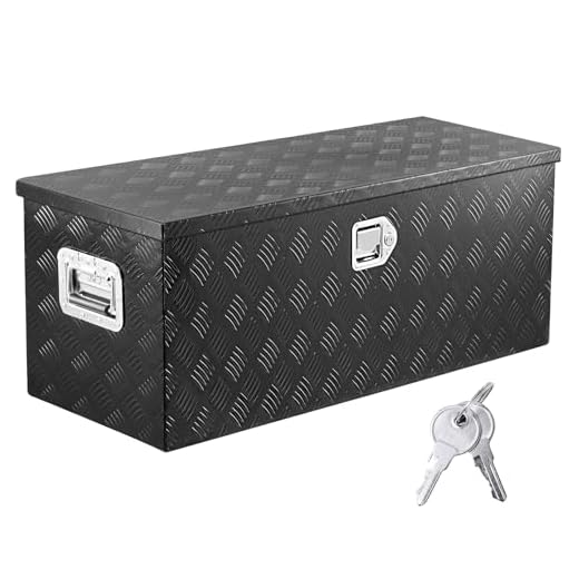 KING CHAO FOO 36" Aluminum Truck Bed Tool Box,Diamond Plate ToolBox with Sliding Shelf and Lock Keys, Heavy Duty Storage Organizer,Chest Box for Pick Up Truck RV Trailer(No Dish Pan)