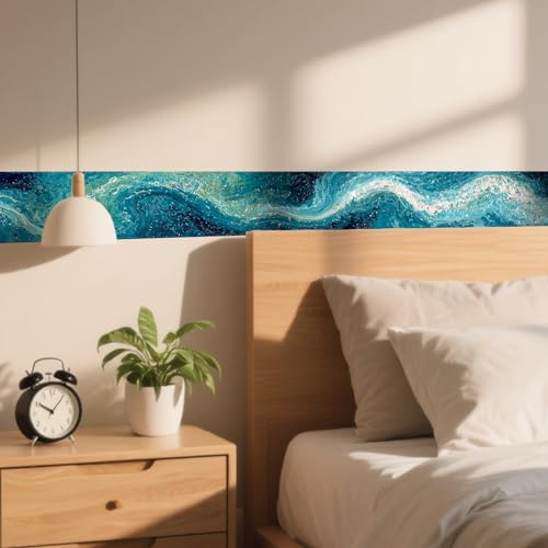 Image of Nuxovilar Abstract Wave Peel Stick Wall Border PVC 3.94x16.4'