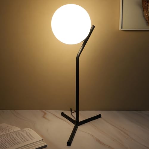Image of tu casa Black Metal Base Bedside Table Moon Lamp with Glass for Home Decoration Bedroom Living Room Lounge Office Festival Decor & Gifting Study Table H - 19 inch / No Blub
