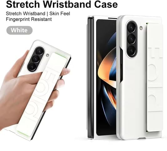 Image of Connexa Hard Polycarbonate TPU Case with Wrist Strap for Samsung Galaxy Z Fold 6, Dual-Layer Protection, Black, Enhanced Grip (Smart Phone NOT Included) (White)