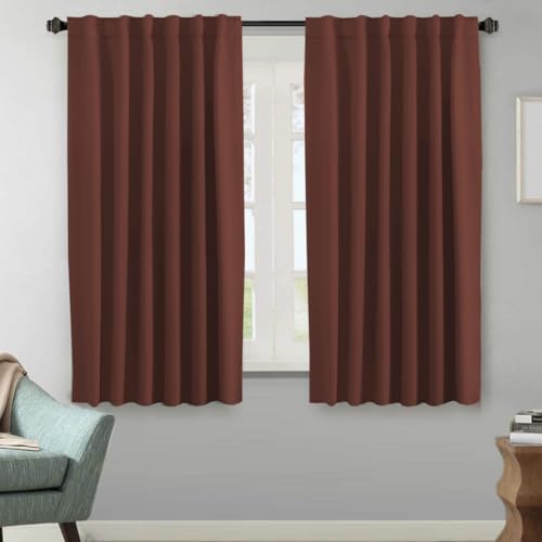 Image of H.VERSAILTEX Blackout Curtains Thermal Insulated Window Treatment Panels Room Darkening Blackout Drapes for Living Room Back Tab /Rod Pocket Bedroom Draperies (2 Panels, Rust, 52 x 63 Inch)