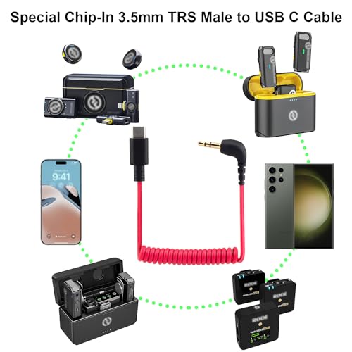 Jcmoyuty DJIUSBC For Rode Wireless Go 2 / Me/Pro Usb C To 3.5Mm Trs Microphone Adapter Mic Cable, For Hollyland Lark M1 / M2 / Max / 150 / M1 / Max Duo Dac Coiled Cable thumb #2