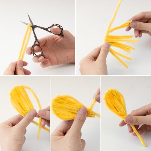 Image of Caydo 300 Pieces Yellow Orange Pipe Cleaners for Flowers Making, Thick Fluffy Chenille Stems for Kids Creative Arts & Crafts and Home Decorations