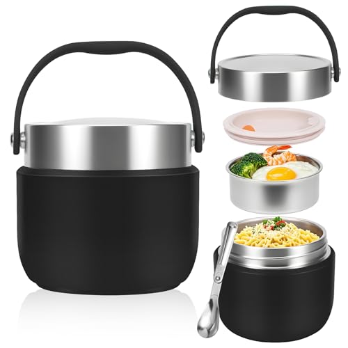 HOMIKLSA Récipient isotherme pour aliments 1200 ml, bol isotherme avec couvercle, récipient de maintien au chaud pour aliments, boîte isotherme anti-fuite avec cuillère, enfants et adultes, pour