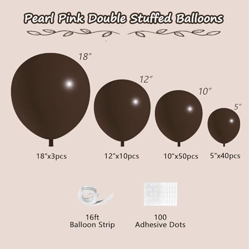 Image of 108Pcs Double Stuffed Dark Brown Balloon Garland Arch Kit