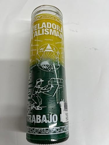 Steady Work (Trabajo Fijo) Unscented 2 Color (Yellow/Green) Pillar Candle in Glass