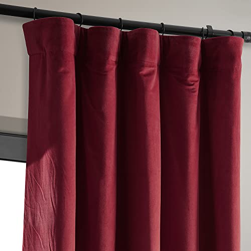 HPD Half Price Drapes Signature Velvet Thermal Blackout Curtains for Living Room 108 Inch Long (1 Panel) Rod Pocket Insulated Blackout Curtains for Bedroom Window Curtains, 50W x 108L, Moroccan Red