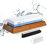 sharpening stone grit 【2-In-1 Shapening Stone】 : Coarse side (1000 grit) for sharpening blade; quickly sharpen dull or damaged knives and make the notch and glitch flatten. Fine side (6000 grit) for finishing and polishing the blade to make the edges sharper.