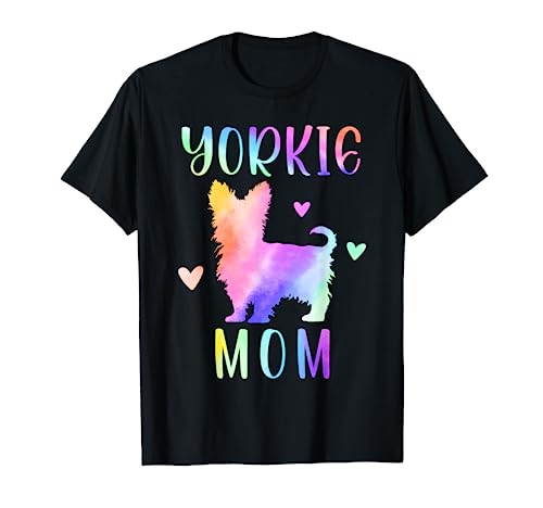 Yorkie Mom Yorkshire Terrier Dog Mom Rainbow Acuarela Camiseta