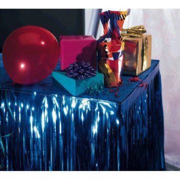 Jojofuny Metallic Blue Fringe Table Skirts - 4 Pack Tinsel Garland For Party Decorations