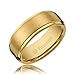 8MM Mens Titanium Gold-Plated Ring Wedding Band Brushed Top and Polished Finish Edges [Size 10]