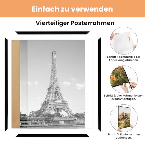 upsimples 3 Pack Bilderrahmen 50x70, 50x70 cm Posterrahmen Schwarz für Fotogalerie, Einschubstreifen, Horizontale oder Vertikale Wandmontage