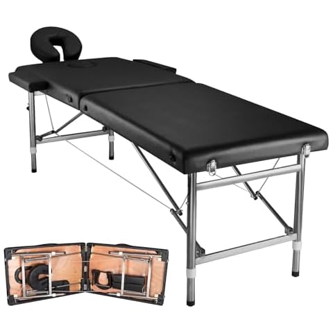 CooFel Foldable Massage Bed Portable Lash Table Beauty Bed Professional Salon Bed Alloy Spa Table for Spa Footmassage Facial CareSpa Tattoo Cover