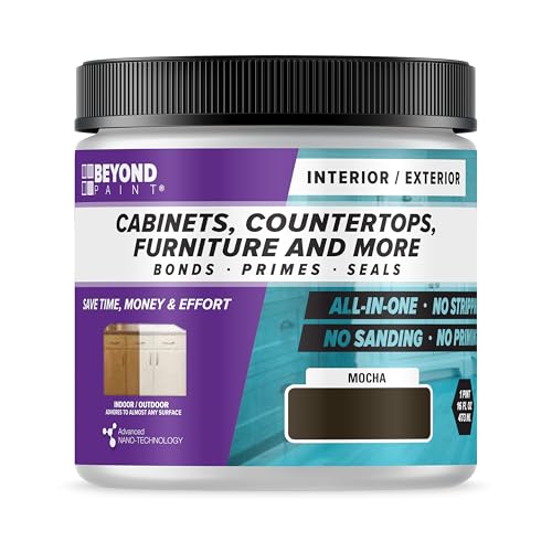 Beyond Paint All-in-One Refinishing Paint, No Sanding, Matte Finish for Cabinets, Countertops, Furniture and Doors, 1 Pint, Mocha